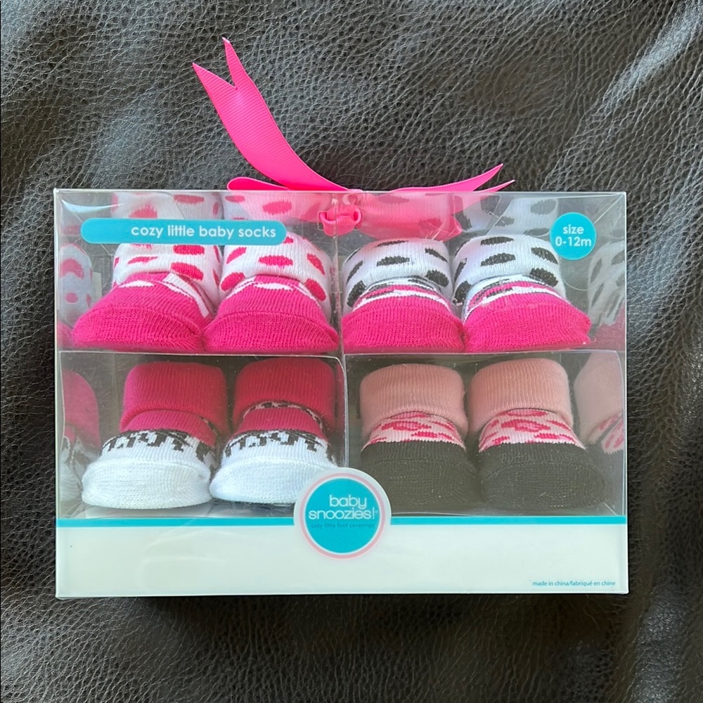 Pink and Black Cozy Little Baby Socks